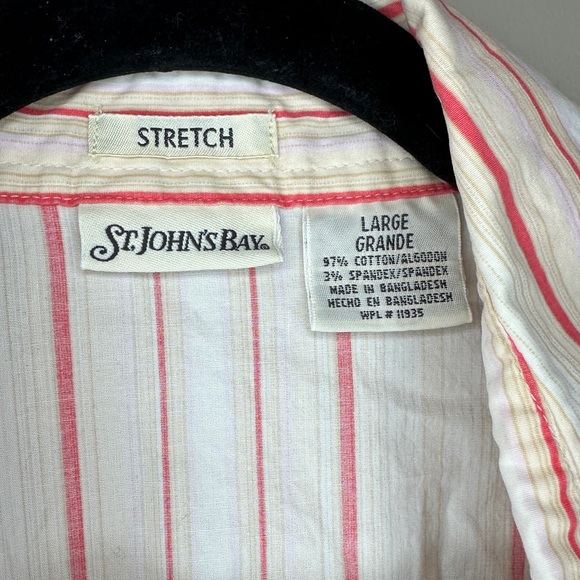 St. John’s Bay orange and white button down top, size large women’s - Picture 3 of 5